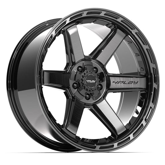 4P63-22100-5D55-18BBT - 4Play 4P63 22X10 5X127 / 5X139.7 ET-18mm Gloss Black with Brushed Face & Tinted Clear - 4Play Wheels Canada