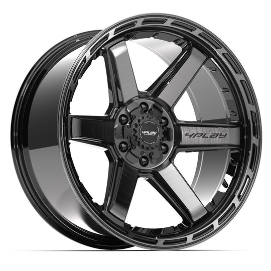 4P63-22100-6D55-18BBT - 4Play 4P63 22X10 6X139.7 / 6X135 ET-18mm Gloss Black with Brushed Face & Tinted Clear - 4Play Wheels Canada
