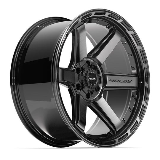 4P63-22100-6D55-18BBT - 4Play 4P63 22X10 6X139.7 / 6X135 ET-18mm Gloss Black with Brushed Face & Tinted Clear - 4Play Wheels Canada