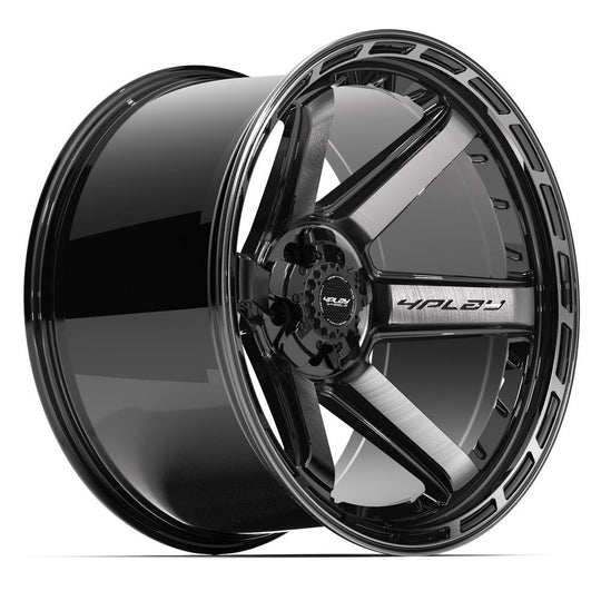 4P63-22120-5D55-44BBT - 4Play 4P63 22X12 5X127 / 5X139.7 ET-44mm Gloss Black with Brushed Face & Tinted Clear - 4Play Wheels Canada