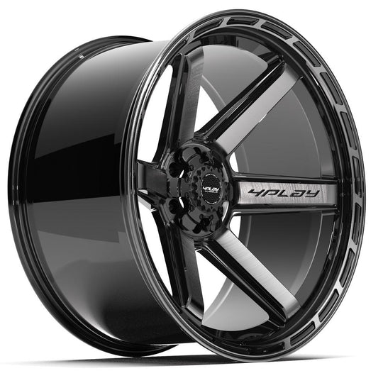 4P63-24120-6D55-44BBT - 4Play 4P63 24X12 6X139.7 / 6X135 ET-44mm Gloss Black with Brushed Face & Tinted Clear - 4Play Wheels Canada