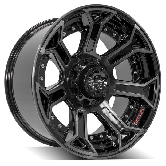 4P70-20100-5D55-24BBT - 4Play 4P70 20X10 5X127 / 5X139.7 -24mm Gloss Black W/ Brushed Face & Tinted Clear - 4Play Wheels Canada