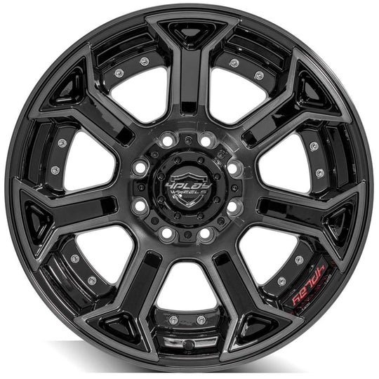 4P70-20100-8650-24BBT - 4Play 4P70 20X10 8X165.1 -24MM Gloss Black w/ Brushed Face & Tinted Clear - 4Play Wheels Canada