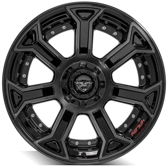 4P70-22120-5D55-44BBT - 4Play 4P70 22X12 5X127 5X139.7 ET-44mm Gloss Black Brushed with Tinted Clear - 4Play Wheels Canada