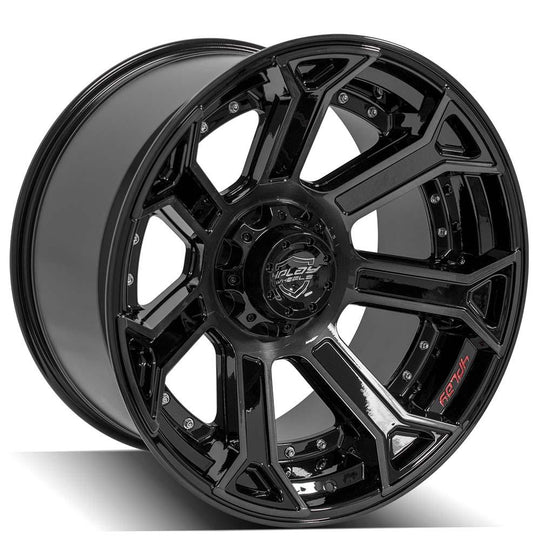 4P70-22120-5D55-44BBT - 4Play 4P70 22X12 5X127 5X139.7 ET-44mm Gloss Black Brushed with Tinted Clear - 4Play Wheels Canada