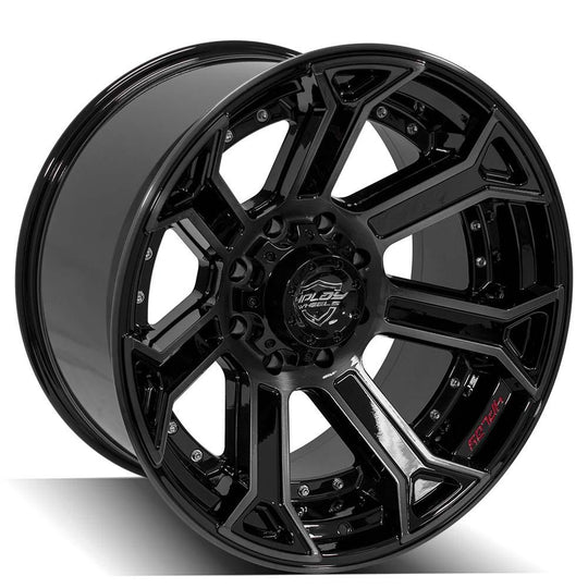 4P70-22120-8170-44BBT - 4Play 4P70 22X12 8X170 -44MM Gloss Black w/ Brushed Face & Tinted Clear - 4Play Wheels Canada