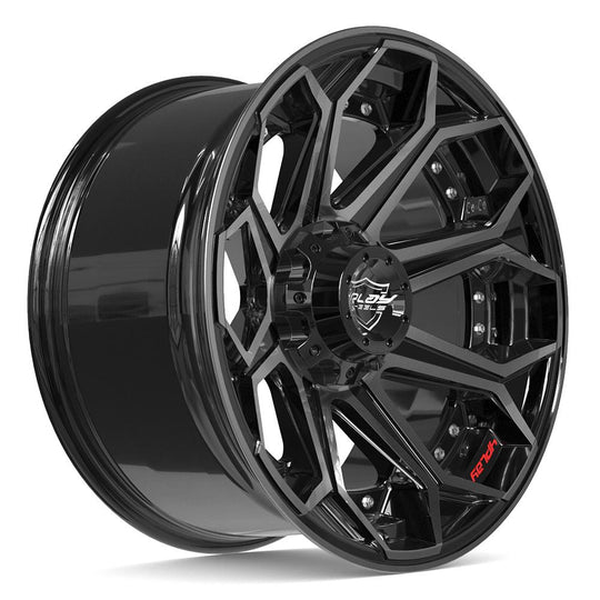 4P80R-20100-6D55-18BBT - 4Play 4P80R 20X10 6X139.7 / 6X135 ET-18mm Gloss Black with Brushed Face & Tinted Clear - 4Play Wheels Canada