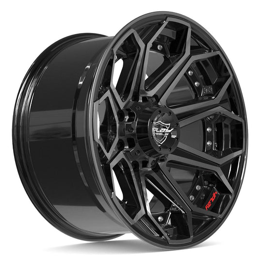 4P80R-20100-8170-24BBT - 4Play 4P80R 20X10 8X170 ET-24mm Gloss Black with Brushed Face & Tinted Clear - 4Play Wheels Canada