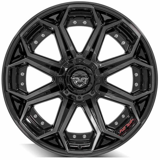 4P80R-22100-5D55-24BBT - 4Play 4P80R 22X10 5X127 5X139.7 ET-24mm Gloss Black Brushed with Tinted Clear - 4Play Wheels Canada