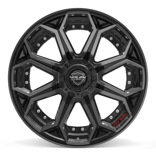 4P80R-22100-6D55-18BBT - 4Play 4P80R 22X10 6X139.7 / 6X135 ET-18mm Gloss Black with Brushed Face & Tinted Clear - 4Play Wheels Canada