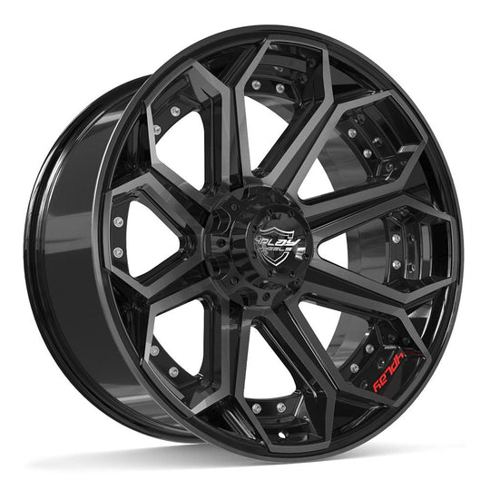 4P80R-22100-6D55-18BBT - 4Play 4P80R 22X10 6X139.7 / 6X135 ET-18mm Gloss Black with Brushed Face & Tinted Clear - 4Play Wheels Canada