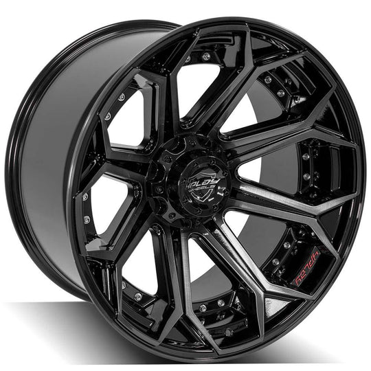 4P80R-22120-5D55-44BBT - 4Play 4P80R 22X12 5X139.7 / 5X127 -44mm Gloss Black W/ Brushed Face & Tinted Clear - 4Play Wheels Canada