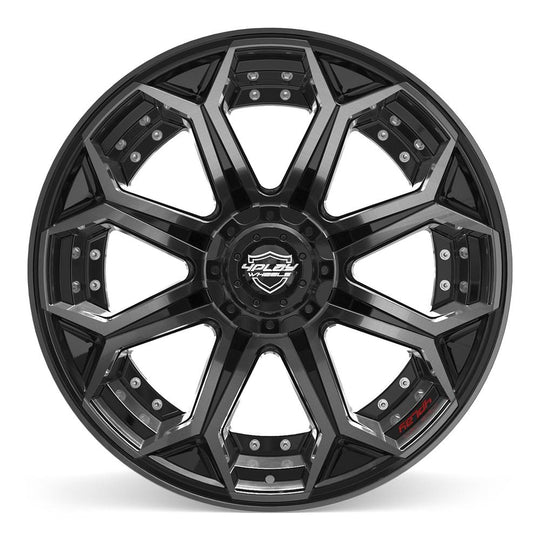 4P80R-22120-6D55-44BBT - 4Play 4P80R 22X12 6X139.7 / 6X135 ET-44mm Gloss Black with Brushed Face & Tinted Clear - 4Play Wheels Canada
