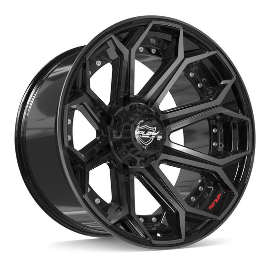 4P80R-22120-6D55-44BBT - 4Play 4P80R 22X12 6X139.7 / 6X135 ET-44mm Gloss Black with Brushed Face & Tinted Clear - 4Play Wheels Canada