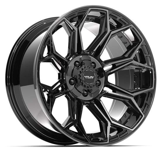 4P83-20100-5D55-18BBT - 4Play 4P83 20X10 5X127 / 5X139.7 ET-18mm Gloss Black with Brushed Face & Tinted Clear - 4Play Wheels Canada