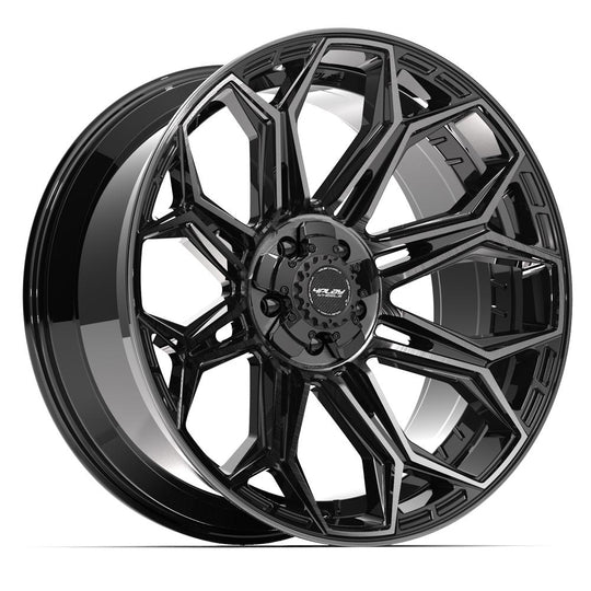 4P83-22100-5D55-18BBT - 4Play 4P83 22X10 5X127 / 5X139.7 ET-18mm Gloss Black with Brushed Face & Tinted Clear - 4Play Wheels Canada