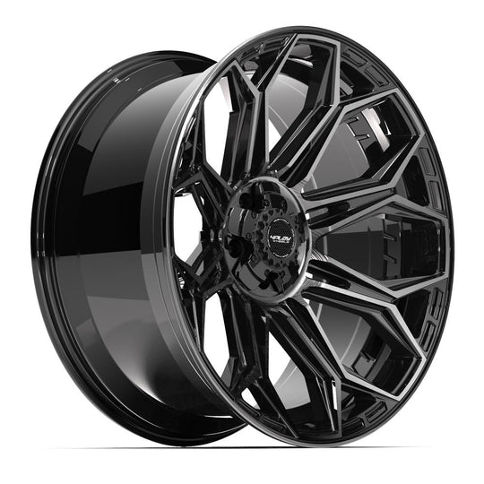 4P83-22100-5D55-18BBT - 4Play 4P83 22X10 5X127 / 5X139.7 ET-18mm Gloss Black with Brushed Face & Tinted Clear - 4Play Wheels Canada