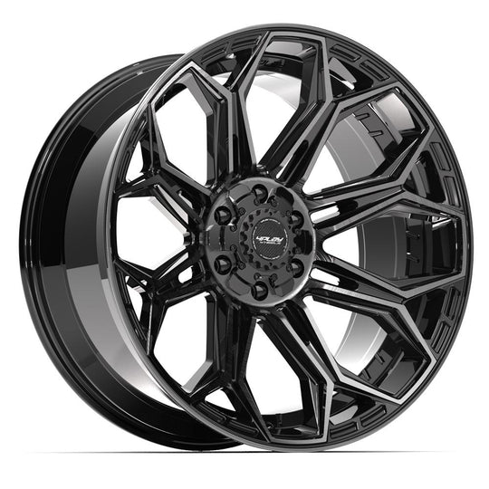 4P83-22100-6D55-18BBT - 4Play 4P83 22X10 6X139.7 / 6X135 ET-18mm Gloss Black with Brushed Face & Tinted Clear - 4Play Wheels Canada