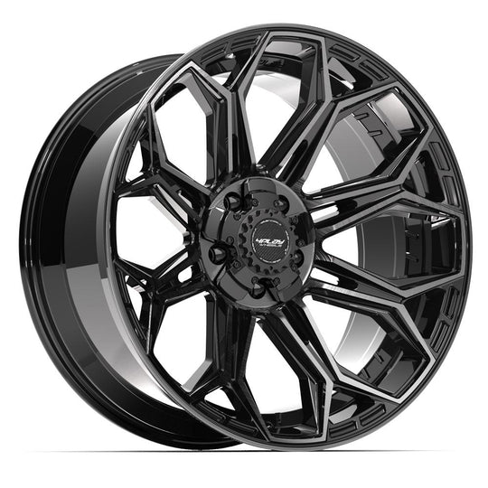 4P83-22120-5D55-44BBT - 4Play 4P83 22X12 5X127 / 5X139.7 ET-44mm Gloss Black with Brushed Face & Tinted Clear - 4Play Wheels Canada