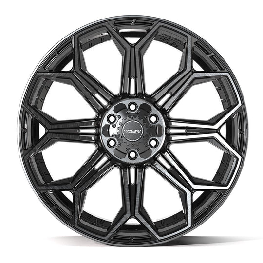 4P83-24100-6D55-18BBT - 4Play 4P83 24X10 6X139.7 / 6X135 ET18mm Gloss Black with Brushed Face & Tinted Clear - 4Play Wheels Canada