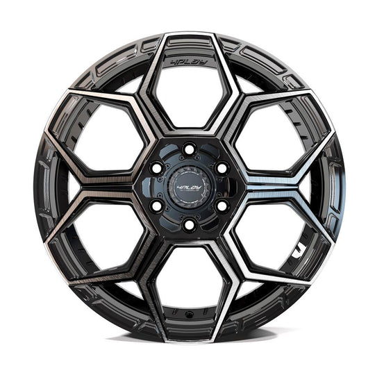 4PS26-18080-CUVA-38BBT - 4Play 4PS26 18X8 5X108 / 5X110 ET38mm Gloss Black with Brushed Face & Tinted Clear - 4Play Wheels Canada