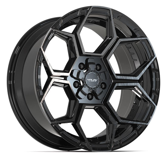 4PS26-20090-5D55-6BBT - 4Play 4PS26 20X9 5X127 / 5X139.7 ET-6mm Gloss Black with Brushed Face & Tinted Clear - 4Play Wheels Canada