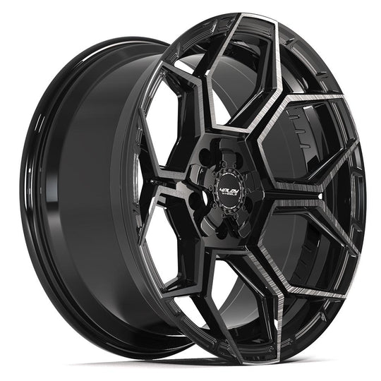 4PS26-20090-5D55-6BBT - 4Play 4PS26 20X9 5X127 / 5X139.7 ET-6mm Gloss Black with Brushed Face & Tinted Clear - 4Play Wheels Canada