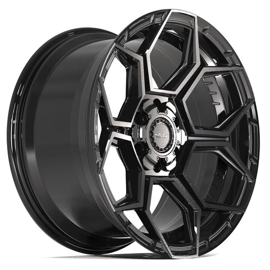 4PS26-20090-6D55-6BBT - 4Play 4PS26 20X9 6X139.7 / 6X135 ET-6mm Gloss Black with Brushed Face & Tinted Clear - 4Play Wheels Canada