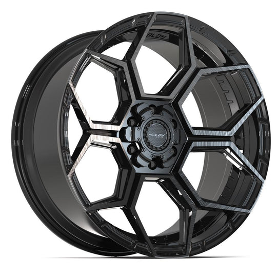 4PS26-22100-6D55-0BBT - 4Play 4PS26 22X10 6X139.7 / 6X135 ET0mm Gloss Black with Brushed Face & Tinted Clear - 4Play Wheels Canada