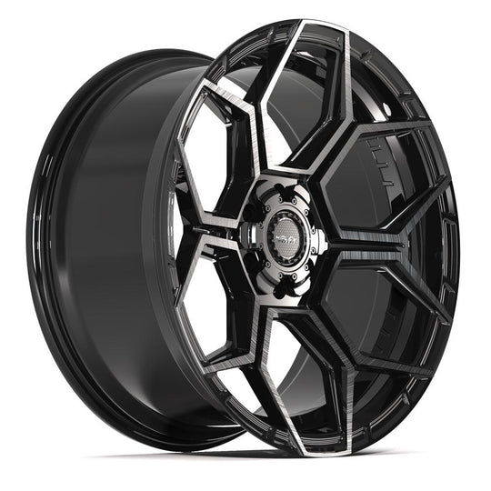 4PS26-22100-6D55-0BBT - 4Play 4PS26 22X10 6X139.7 / 6X135 ET0mm Gloss Black with Brushed Face & Tinted Clear - 4Play Wheels Canada