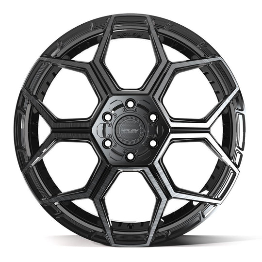 4PS26-22100-6D55-24BBT - 4Play 4PS26 22X10 6X139.7 / 6X135 ET24mm Gloss Black with Brushed Face & Tinted Clear - 4Play Wheels Canada
