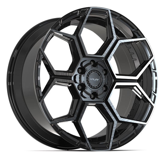 4PS26-22100-6D55-24BBT - 4Play 4PS26 22X10 6X139.7 / 6X135 ET24mm Gloss Black with Brushed Face & Tinted Clear - 4Play Wheels Canada