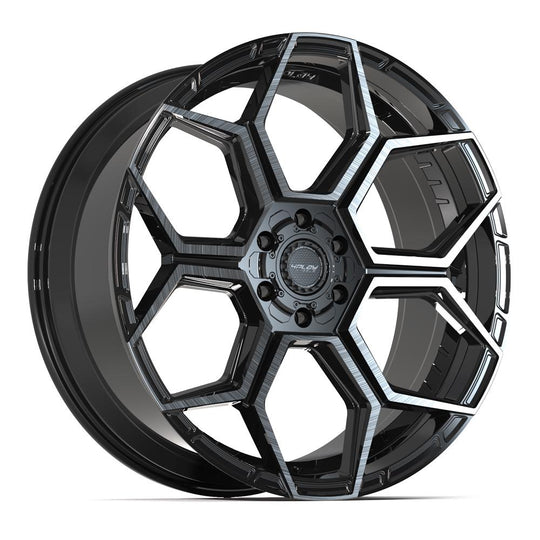4PS26-24100-6D55-24BBT - 4Play 4PS26 24X10 6X139.7 / 6X135 ET24mm Gloss Black with Brushed Face & Tinted Clear - 4Play Wheels Canada