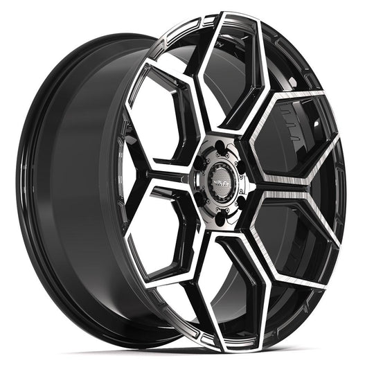 4PS26-24100-6D55-24BBT - 4Play 4PS26 24X10 6X139.7 / 6X135 ET24mm Gloss Black with Brushed Face & Tinted Clear - 4Play Wheels Canada