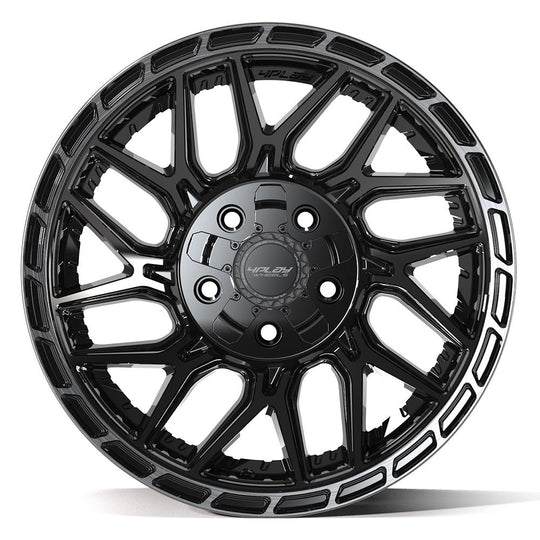 4PS28-17090-5D55-6BBT - 4Play 4PS28 17X9 5X127 / 5X139.7 ET-6mm Gloss Black with Brushed Face & Tinted Clear - 4Play Wheels Canada