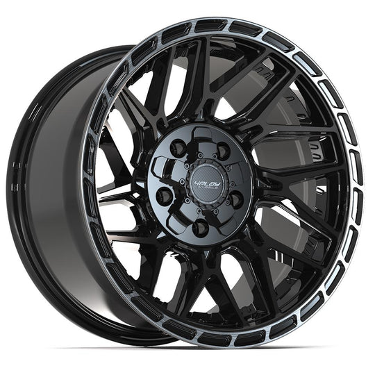 4PS28-17090-5D55-6BBT - 4Play 4PS28 17X9 5X127 / 5X139.7 ET-6mm Gloss Black with Brushed Face & Tinted Clear - 4Play Wheels Canada