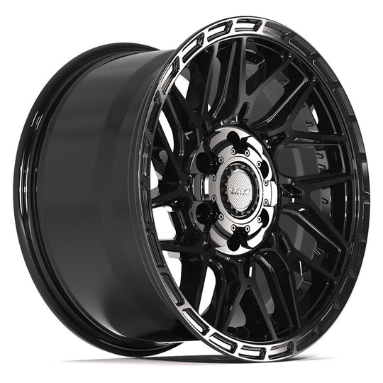 4PS28-17090-6D55-18BBT - 4Play 4PS28 17X9 6X139.7 / 6X135 ET18mm Gloss Black with Brushed Face & Tinted Clear - 4Play Wheels Canada