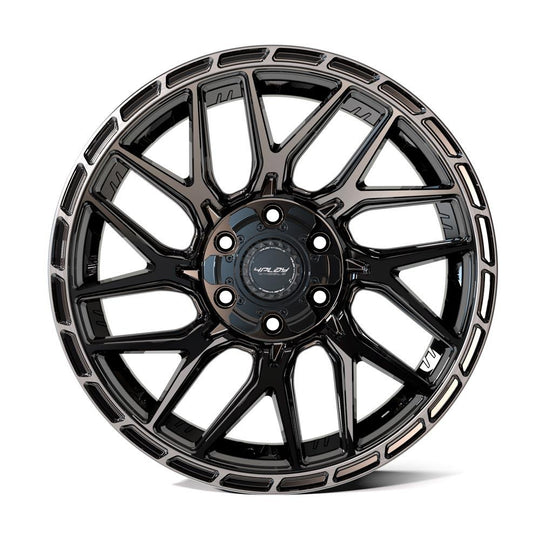 4PS28-18080-CUVB-38BBT - 4Play 4PS28 18X8 5X112 / 5X114.3 ET38mm Gloss Black with Brushed Face & Tinted Clear - 4Play Wheels Canada