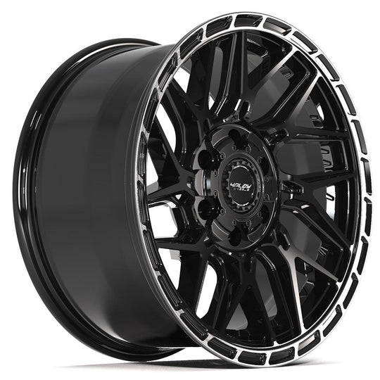4PS28-18090-6D55-18BBT - 4Play 4PS28 18X9 6X139.7 / 6X135 ET18mm Gloss Black with Brushed Face & Tinted Clear - 4Play Wheels Canada