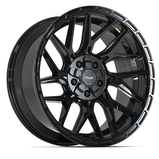4PS28-20090-5D55-6BBT - 4Play 4PS28 20X9 5X127 / 5X139.7 ET-6mm Gloss Black with Brushed Face & Tinted Clear - 4Play Wheels Canada