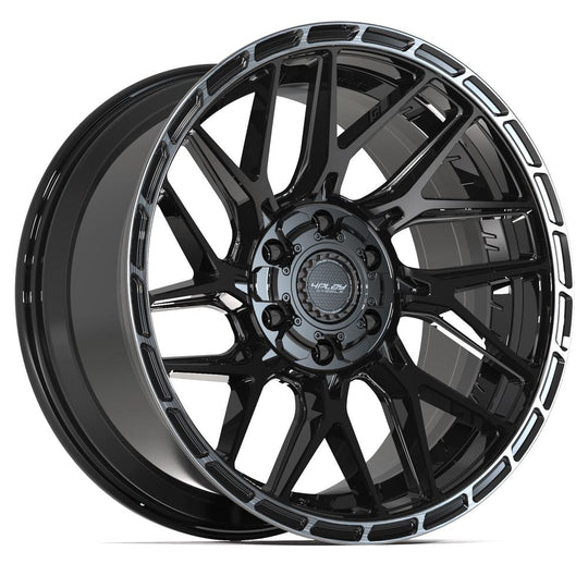 4PS28-20090-6D55-6BBT - 4Play 4PS28 20X9 6X139.7 / 6X135 ET-6mm Gloss Black with Brushed Face & Tinted Clear - 4Play Wheels Canada