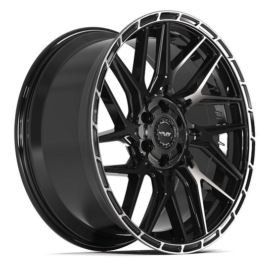 4PS28-22100-6D55-0BBT - 4Play 4PS28 22X10 6X139.7 / 6X135 ET0mm Gloss Black with Brushed Face & Tinted Clear - 4Play Wheels Canada