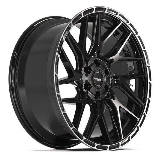 4PS28-22100-6D55-24BBT - 4Play 4PS28 22X10 6X139.7 / 6X135 ET24mm Gloss Black with Brushed Face & Tinted Clear - 4Play Wheels Canada