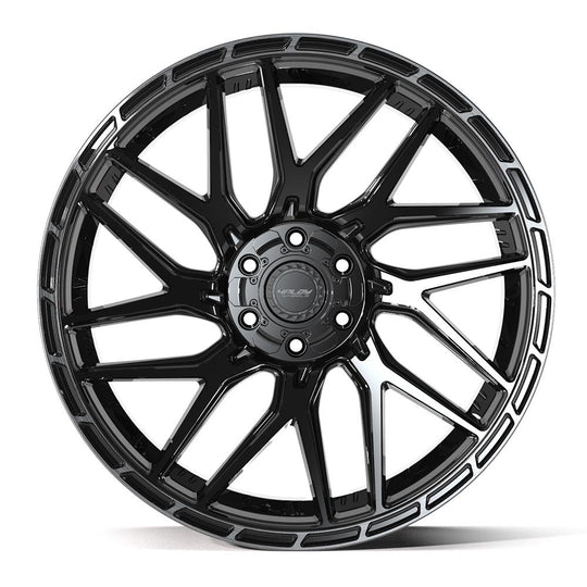 4PS28-24100-6D55-24BBT - 4Play 4PS28 24X10 6X139.7 / 6X135 ET24mm Gloss Black with Brushed Face & Tinted Clear - 4Play Wheels Canada