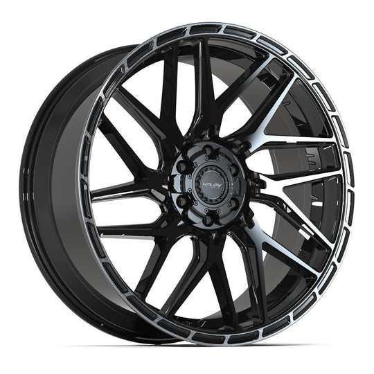 4PS28-24100-6D55-24BBT - 4Play 4PS28 24X10 6X139.7 / 6X135 ET24mm Gloss Black with Brushed Face & Tinted Clear - 4Play Wheels Canada
