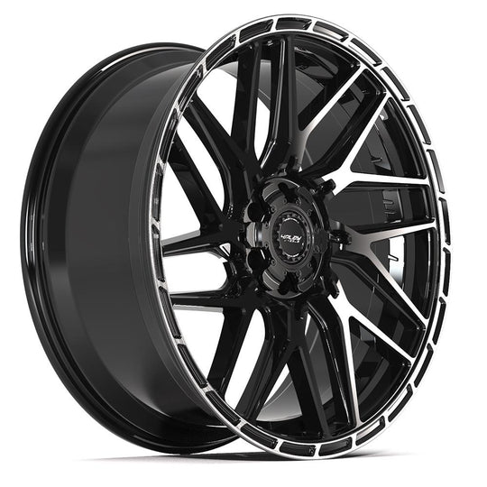 4PS28-24100-6D55-24BBT - 4Play 4PS28 24X10 6X139.7 / 6X135 ET24mm Gloss Black with Brushed Face & Tinted Clear - 4Play Wheels Canada