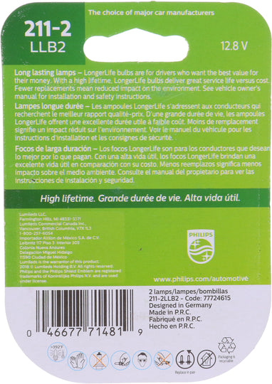 211-2LLB2 Philips LongerLife Miniature 211-2LL - LongerLife - Twin Blister Pack Philips Bulbs