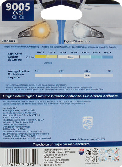 9005CVB1 Philips CrystalVision ultra Headlight 9005 - CrystalVision Ultra - Single Blister Pack Philips Bulbs