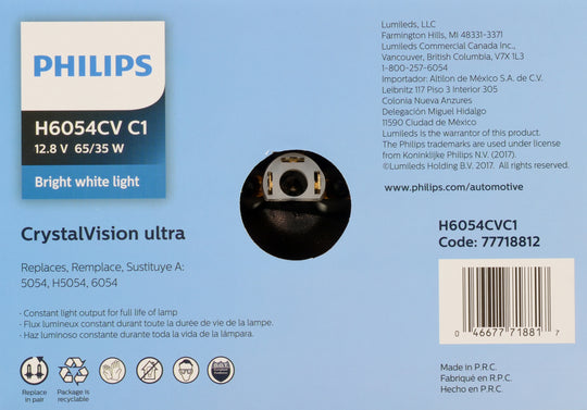 H6054CVC1 Philips CrystalVision ultra Sealed Beam H6054 - CrystalVision Ultra - Single Commercial Pack Philips Bulbs