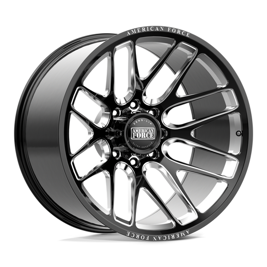 AFTJZ03G24-5-0 - American Force AFW Mirage 22X12 8X180 -40mm Gloss Black Mill-Mach - American Force Wheels Canada